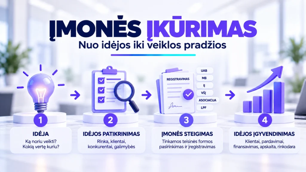 Įmonės įkūrimas – nuo idėjos iki veiklos pradžios