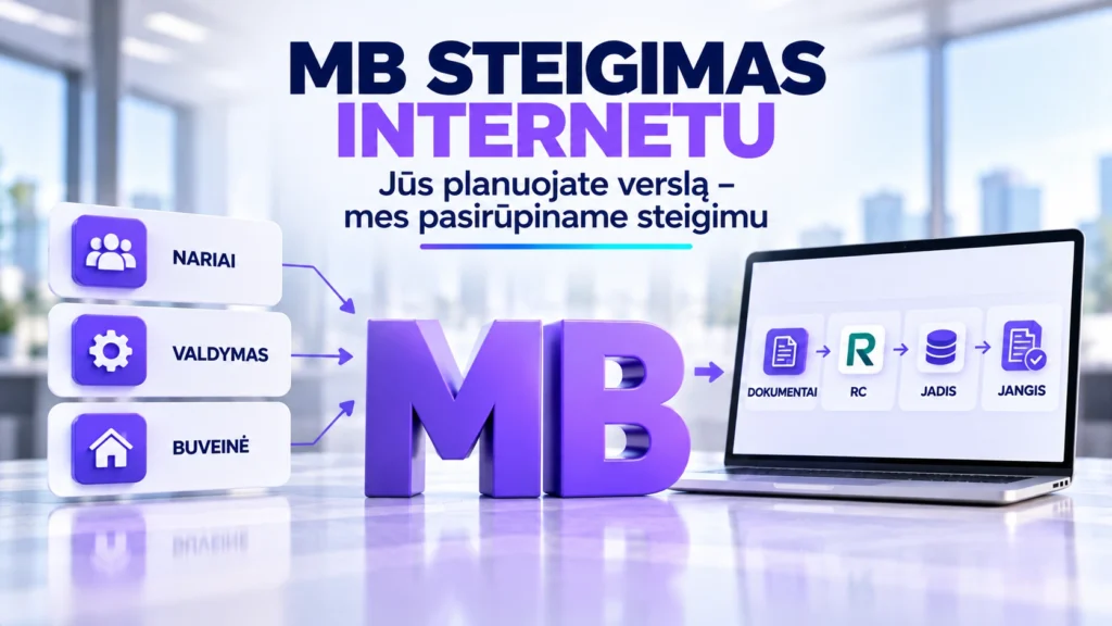 MB steigimas internetu – dokumentai ir registravimo procesas