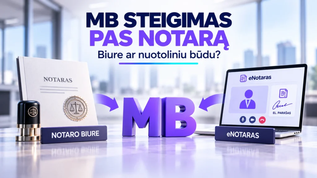 MB steigimas pas notarą – notaro biure arba nuotoliniu būdu